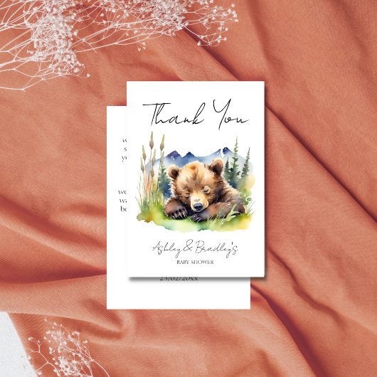 Abenteuer mit der Bärenpuppe erwartet die Babydusc Dankeskarte