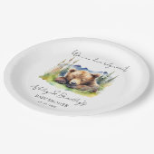 Abenteuer mit der Bärenpuppe erwartet die Babydusc Pappteller (Schrägansicht)