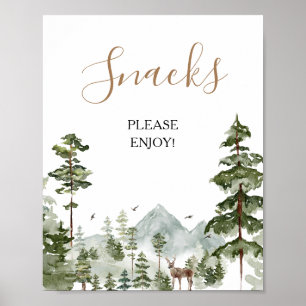Abenteuer mit Kiefernbaum erwartet Paar-Dusch-Snac Poster
