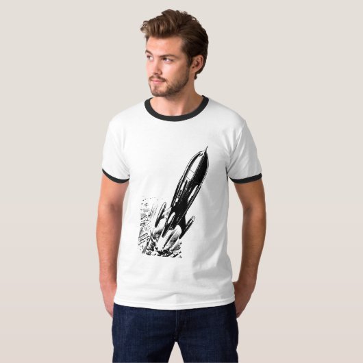 Abenteuer mit Retro-Comic-Rakete T-Shirt (Vorne ganz)