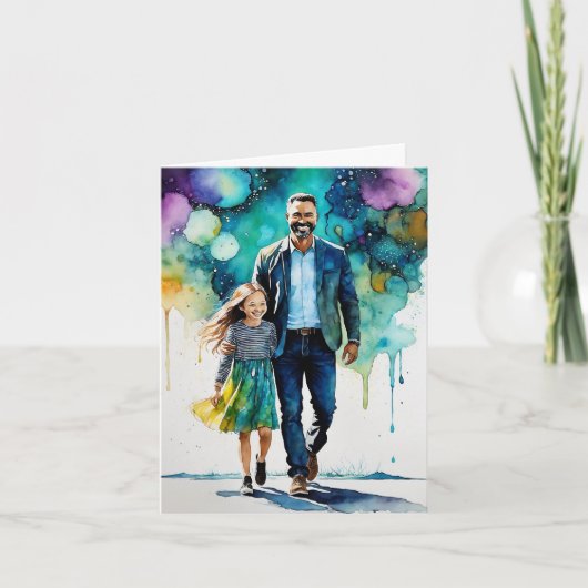 "Abenteuer mit Vater" - Ein freudiger Vatertag Karte (Vorderseite)