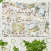 Abenteuer mit Vintage-Flugpost (1) Geschirrtuch (Gefaltet)