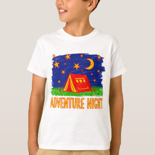 Abenteuer-Nacht-Camping-Zelt-Kinderzeichnung T-Shirt