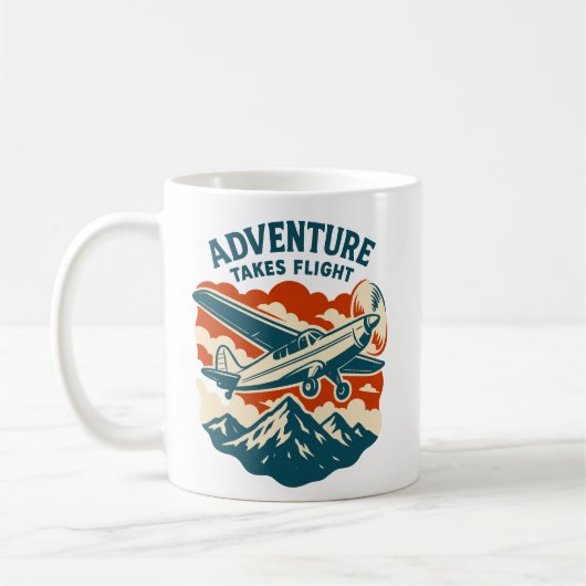 Abenteuer nimmt Flug Retro Air Reisen Kaffeetasse (Links)