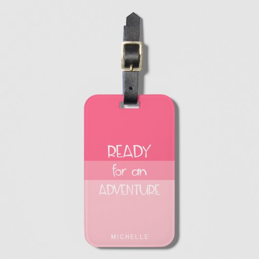 Abenteuer Ombre Pink | Monogramm-Gepäckträger Gepäckanhänger (Vorderseite Vertikal)