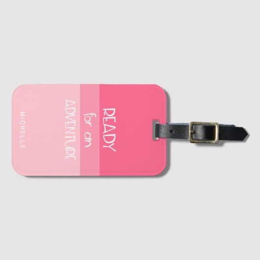 Abenteuer Ombre Pink | Monogramm-Gepäckträger Gepäckanhänger (Vorderseite (Horizontal))