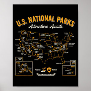Abenteuer Preserve Protect 63 Nationalparks Poster