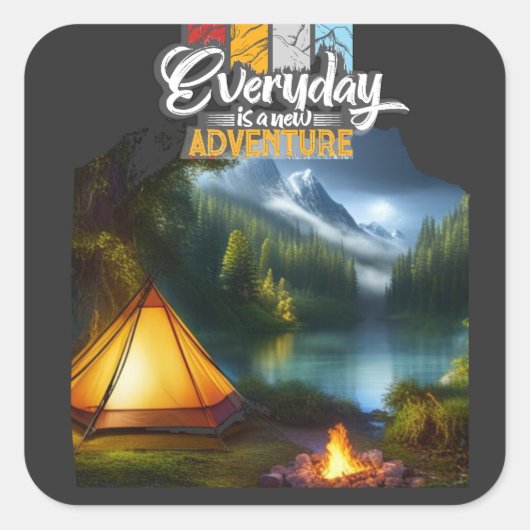 Abenteuer Quadratischer Aufkleber (Vorderseite)