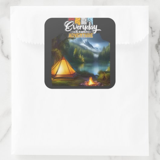 Abenteuer Quadratischer Aufkleber (Tasche)
