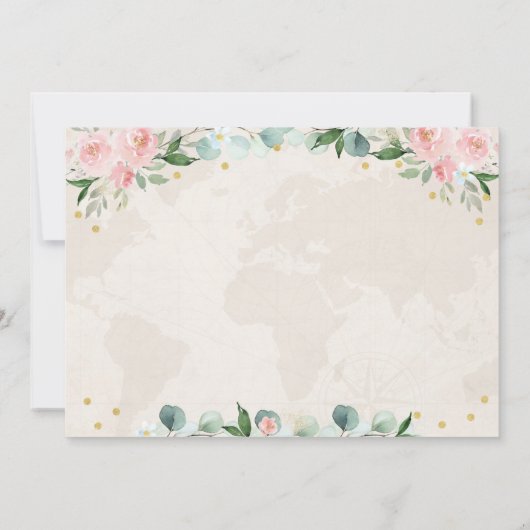 Abenteuer Rosa Blumenreise Brautparty Einladung (Rückseite)