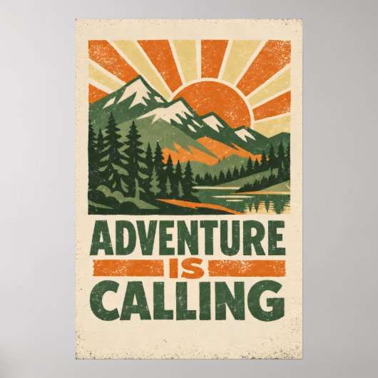 Abenteuer ruft — Vintage-Bergposter Poster (Vorne)
