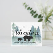 Abenteuer Rustikale Aquarellbären Schwangerschaft Ankündigung (Stehend Vorderseite)