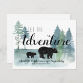 Abenteuer Rustikale Aquarellbären Schwangerschaft Ankündigung (Vorne/Hinten)