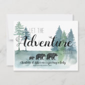 Abenteuer Rustikale Aquarellbären Schwangerschaft Ankündigung (Vorderseite)