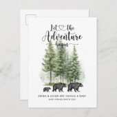 Abenteuer Rustikale Aquarellbären Schwangerschaft Ankündigungspostkarte (Vorne/Hinten)