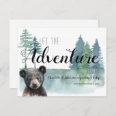 Abenteuer Rustikale Watercolor Bärenschwangerschaf Ankündigung (Vorne/Hinten)