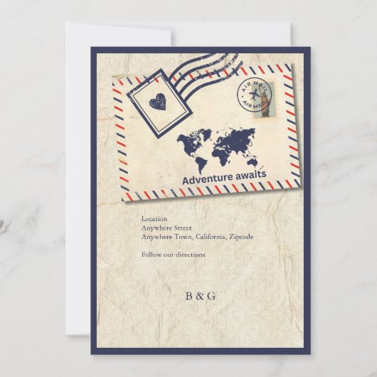 Abenteuer Rustikale Zielort Save the Date Hochzeit Einladung (Rückseite)