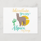 Abenteuer sagt ihr? Alpaca My Bags Funny Travel Postkarte (Vorderseite)