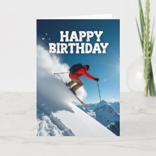 Abenteuer-Ski-Geburtstagskarte Karte