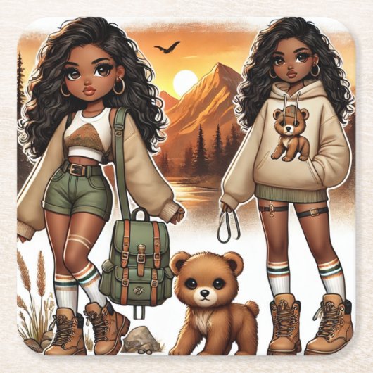 Abenteuer & Stilwandern Rechteckiger Pappuntersetzer (Vorderseite)