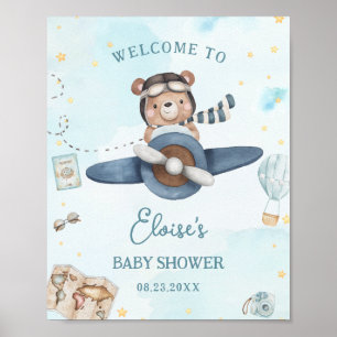 Abenteuer Süßer Bär Blaues Flugzeug Junge Baby Sho Poster