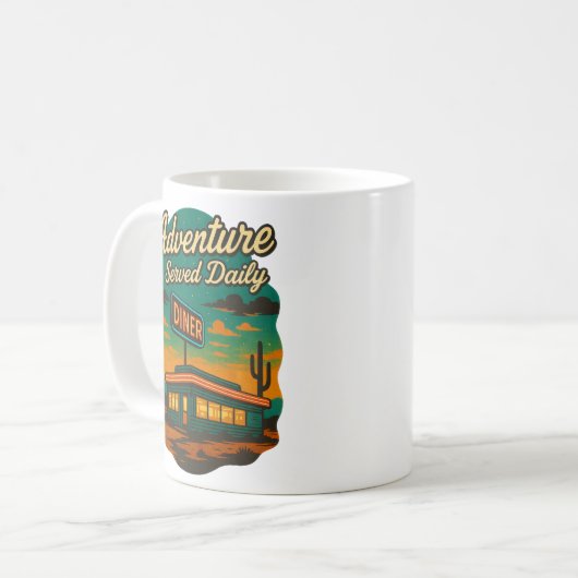 Abenteuer täglich Retro Diner Print Kaffeetasse (Vorderseite Links)