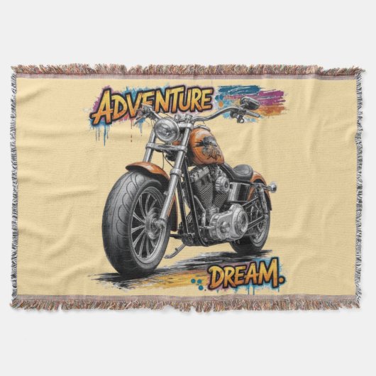 Abenteuer Traumfahrt – Vintage Chopper Motorrad Decke (Vorderseite)