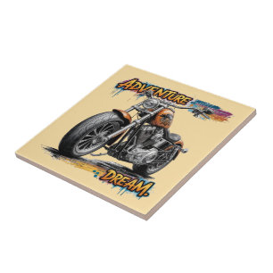Abenteuer Traumfahrt – Vintage Chopper Motorrad Fliese