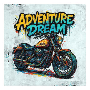 Abenteuer-Traumfahrt / Vintage-Chopper-Motorrad Fotodruck