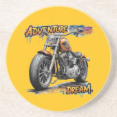 Abenteuer Traumfahrt – Vintage Chopper Motorrad Getränkeuntersetzer (Vorne)