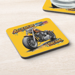 Abenteuer Traumfahrt – Vintage Chopper Motorrad Getränkeuntersetzer