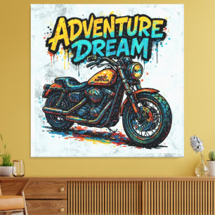 Abenteuer-Traumfahrt / Vintage-Chopper-Motorrad Leinwanddruck