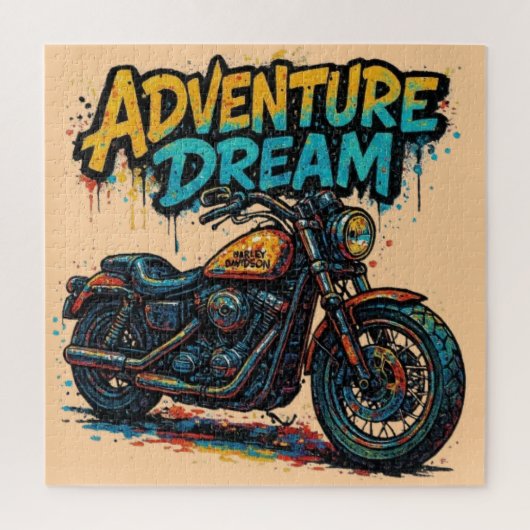 Abenteuer-Traumfahrt / Vintage-Chopper-Motorrad Puzzle (Vertikal)