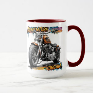 Abenteuer Traumfahrt – Vintage Chopper Motorrad Tasse