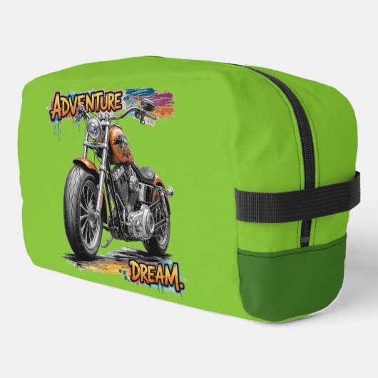 Abenteuer-Traumfahrt – Vintage-Chopper-Motorrad Waschbeutel (Linke Seite)