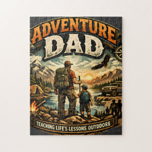 Abenteuer-Vater-Shirt – Vintage Outdoor-Camping Puzzle