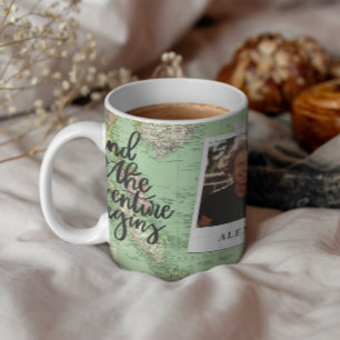Abenteuer Vintage-Karte stilvolles Foto-Abschluss Kaffeetasse