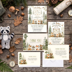 Abenteuer Wald Camping Tiere Baby Shower  Einladung