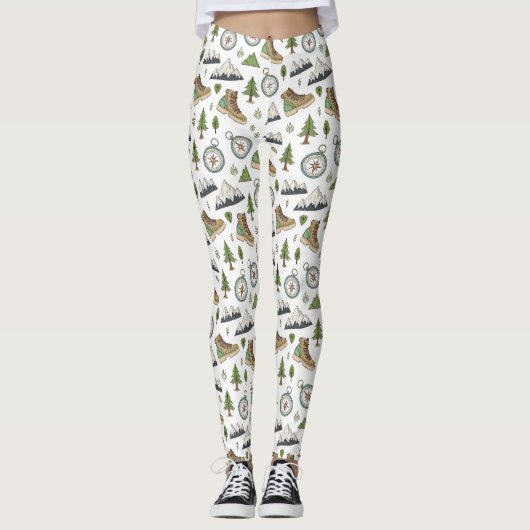 Abenteuer-Wander-Nahtlosmuster Leggings (Vorderseite)