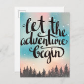Abenteuer Wanderwälder Bäume Beginnen Ankündigungspostkarte (Vorne/Hinten)