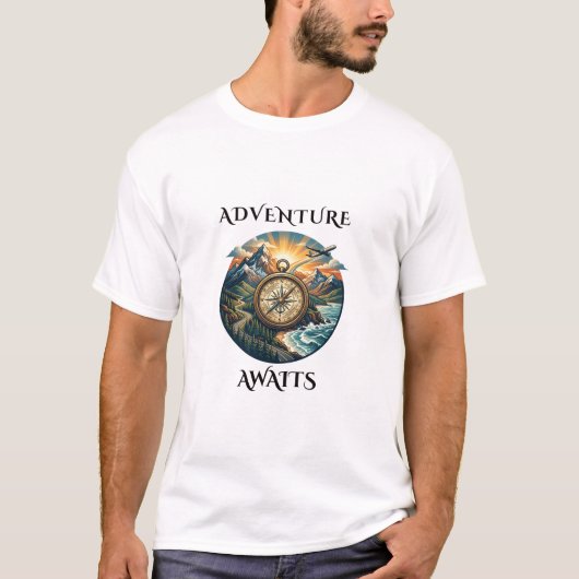 Abenteuer warten Abenteuer Design T-Shirt (Vorderseite)