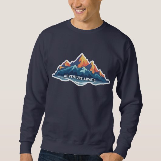 Abenteuer warten auf Berg-Grafik Navy Sweatshirt (Vorderseite)