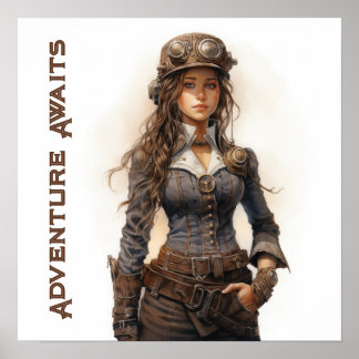 Abenteuer warten auf die steampunk-inspirierte jun poster