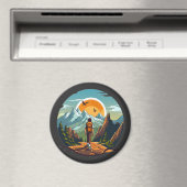 Abenteuer warten auf Magnet mit Berglandschaft (In Situ (Geschirrspüler))