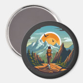 Abenteuer warten auf Magnet mit Berglandschaft (Vorderseite/Rückseite)