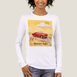 Abenteuer warten auf Vintage-Roadtrip Langarm-T-Sh Tri-Blend Shirt