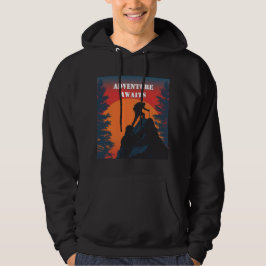 Abenteuer warten Bergsilhouette Retro-Sonnenunterg Hoodie