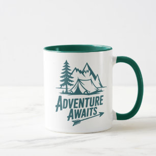 Abenteuer warten draußen Camping Kaffee Tasse