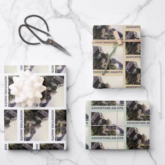 Abenteuer warten. Fantasielandschaft Geschenkpapier Set (Vorderseite)