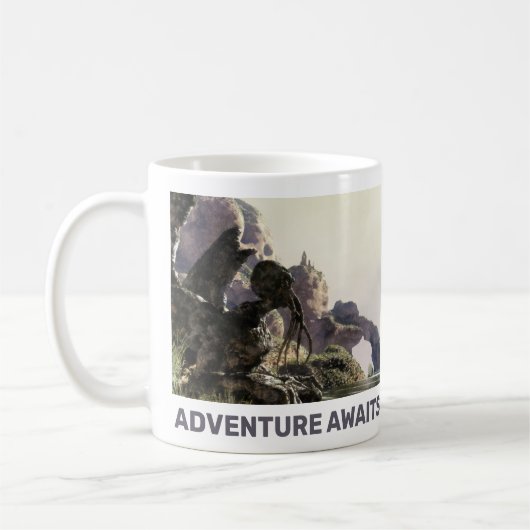 Abenteuer warten. Fantasielandschaft Kaffeetasse (Links)